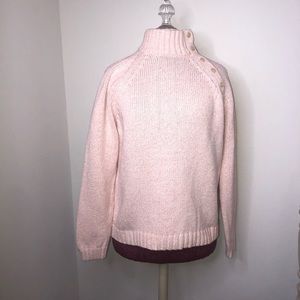 Chaps Women’s Diagonal Button up turtleneck knit long sleeve sweater Pin…